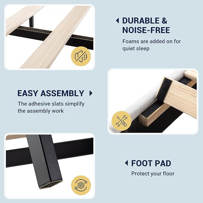 Allewie King Size Velvet Platform Bed Frame with Vertical Tufted Wingback Headboard, Easy Assembly, Under Bed Storage, No Box Spring Required, Modern Style, White