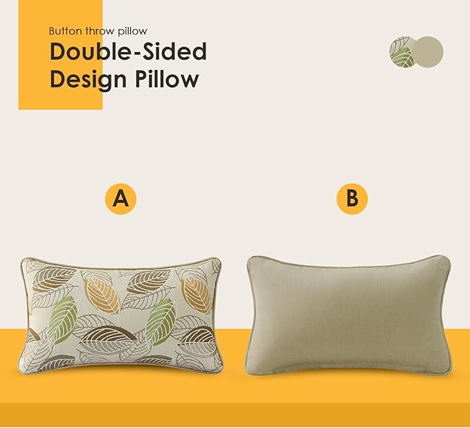 Outdoor Sunbrella Decorative Pillows Pack of 4, 20" x 12" Outdoor Pillow Set for Couch Bed Throw Patio Sofa, Momento Spring
