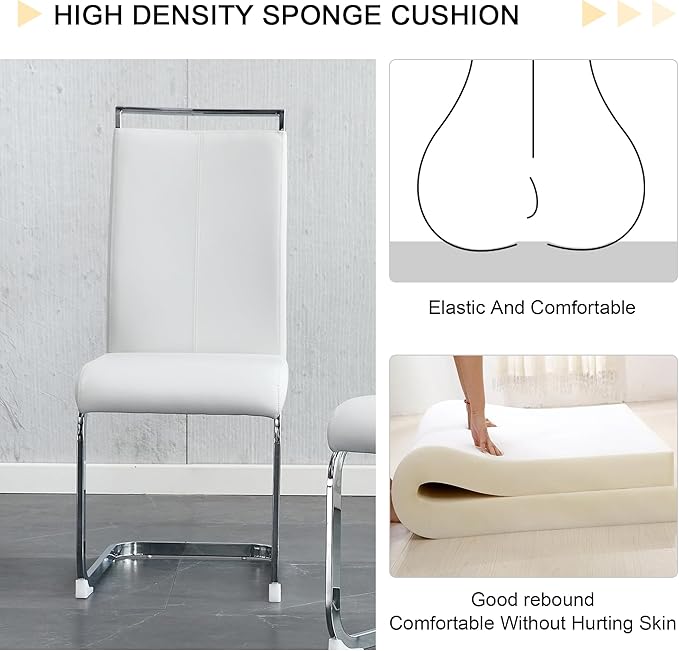 45 Inch Round Dining Table Set for 4, 5 Piece Kitchen Table and Chairs Set, White Faux Marble Table Top, Small Space Dining Set for Apartment or Dining Room