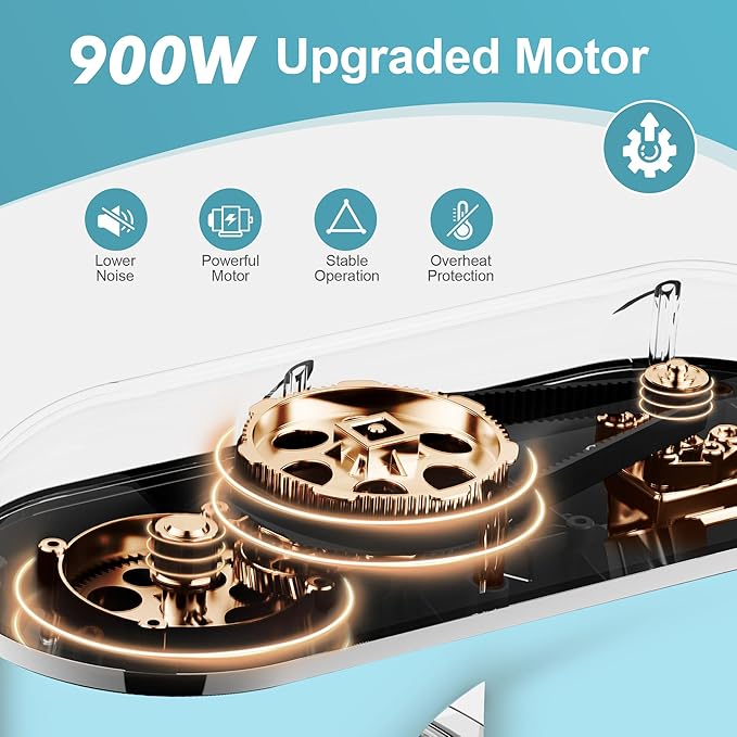 Kitchen in the box 7QT 900W 10-Speed Stand Mixer, Tilt-Head Kitchen Electric Mixer with Dough Hook, Whisk & Flat Beater(Blue)