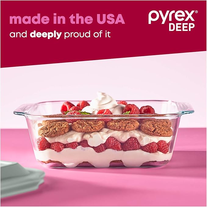 Pyrex Deep 3-Pack Glass Baking Dish Set (9"x13", 7"x11", 8"x8") With BPA-Free Lids, Rectangular Glass Bakeware, Dishwasher, Microwave, Freezer & Pre-Heated Oven Safe
