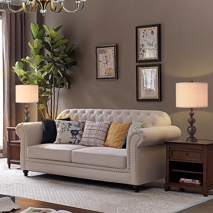 24.4" Farmhouse Bedside Black Table Lamps Set of 2 for Living Room Bedroom Nightstand, Black Iron Rustic Table Lamp for Kitchen, Vintage Table Lamp for End Table Side Table (Bulbs Not Included)