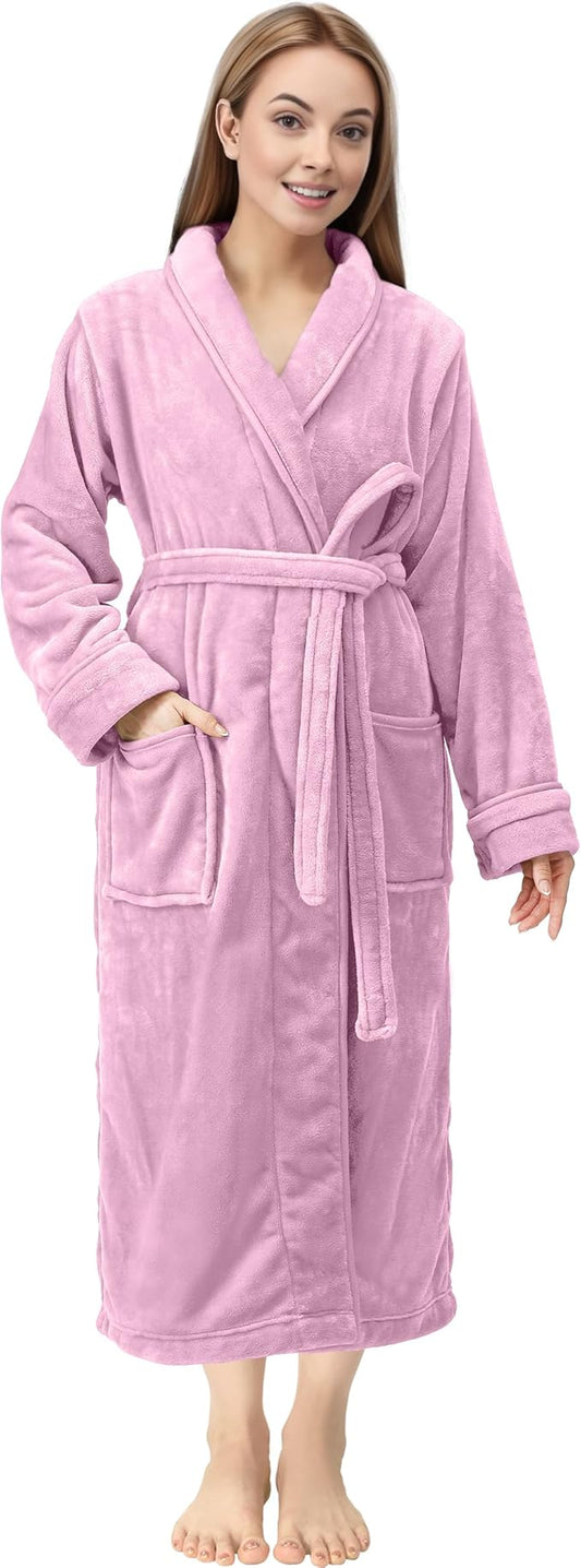 NY Threads Premium Womens Robe, Plush Fleece Long Bath Robe for Women, Fluffy Soft Women's Bathrobe