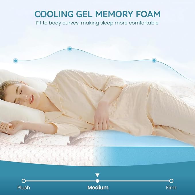 Pillow Top Mattress Topper Queen Size, 3 Inch Dual Layer Mattress Topper, 1 Inch Cooling Pillow Topper and 2 Inch Gel Memory Foam Mattress Topper for Back Pain