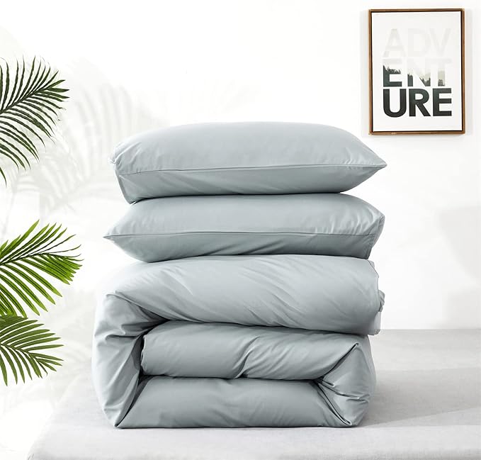 Luxlovery Blue Comforter Set Full Haze Blue Bedding Set Minimalist Bedding Set Soft Breathable Blanket Quilt All Season Comforter Set for Full Bed