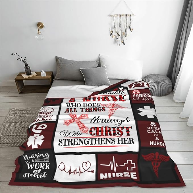 banonaty Nurse Gifts Nursing Throw Blanket Cozy Fleece Flannel Bedding LPN Rn Gifts for Women Female Girls Lover Adult Stuff Plush for Couch Sofa Bed Decor 40"X50"