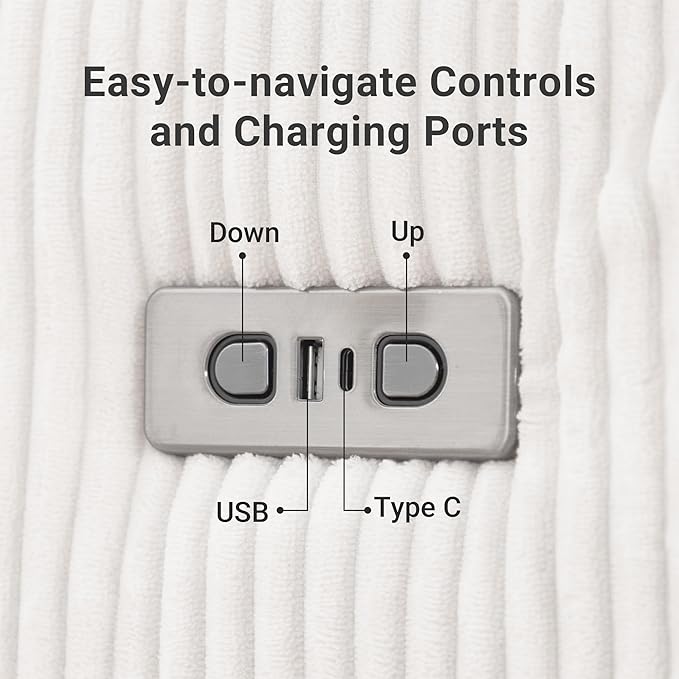 Claiks Zero Gravity Recliner Chair, Oversized Reclining Chair for Adults, Adjustable Electric Reclining Sofa Lounge with USB&Type-C Ports, Side Pocket, for Living Room, Corduroy, White