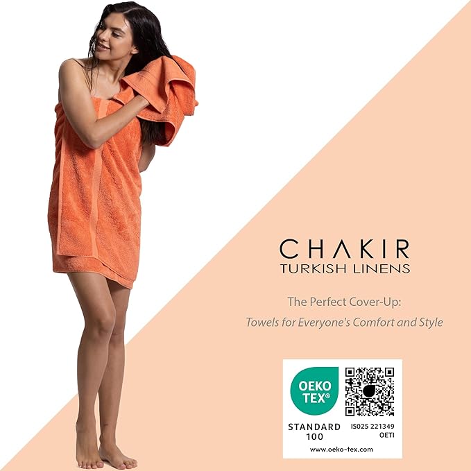 Chakir Turkish Linens | Hotel & Spa Quality 100% Cotton Premium Turkish Towels | Soft & Absorbent (4-Piece Bath Towels, Coral)