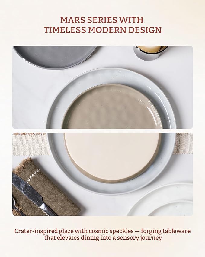 Famiware Mars Plates and Bowls Set, 12 Pieces Dinnerware Sets, Dishes Set for 4, Multi-color