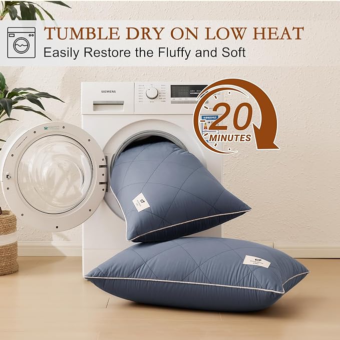 YOUR MOON Organic Wool Pillow Queen Size Set of 2, Soft Support Bed Pillows for Sleeping, Luxury Down Alternative Pillow for Side & Back Sleepers, 100% Cotton Cover, Natural Wool Filling (Gray)