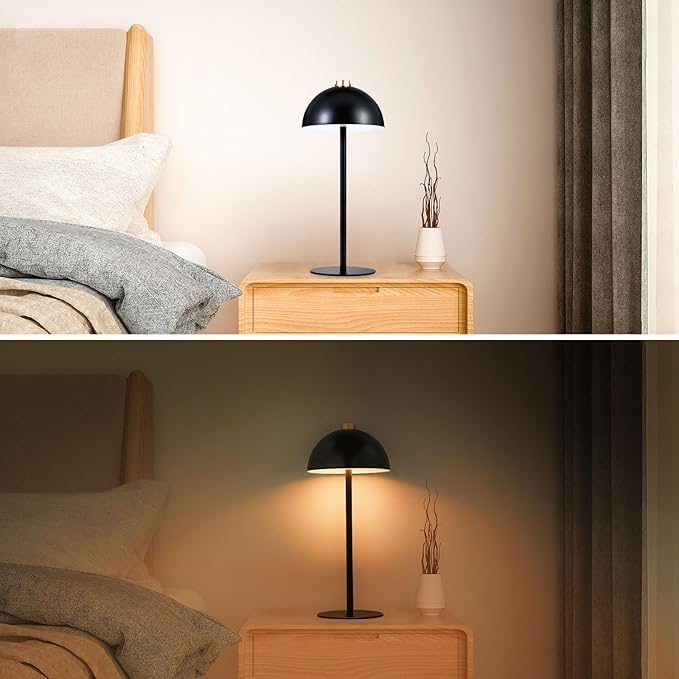 Rechargeable Cordless Touch Table Lamp,Modern 3 Color Stepless Dimming Night Light,Portable Wireless 4000mAh Battery Operated,LED Desk Lamp for Outdoor Patio,Restaurant,Camping,Bedroom,Nightstand