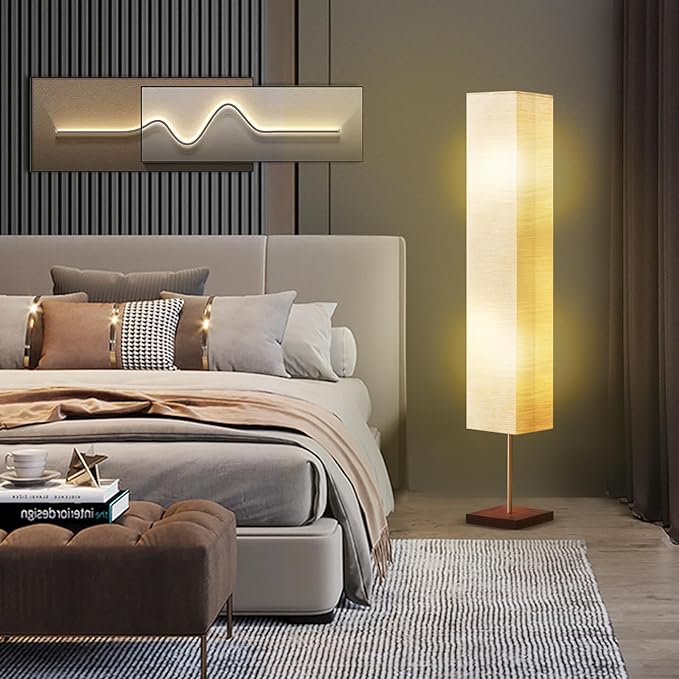 GyroVu 65“ Floor Lamp for Living Room, RGB Color Changing-2700K-6000K Corner Floor Lamp Standing Lamp for Living Room, Tall lamp with Remote Control for Bedroom, Office Beige(Bulbs Included)