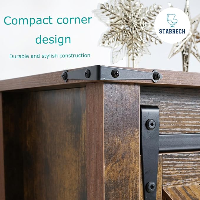 Brown Farmhouse Console Table for Entryway, Sofa Table with Storage Shelf, Hallway Tables with Sliding Barn Doors, Entry Tables for Foyer, Living Room