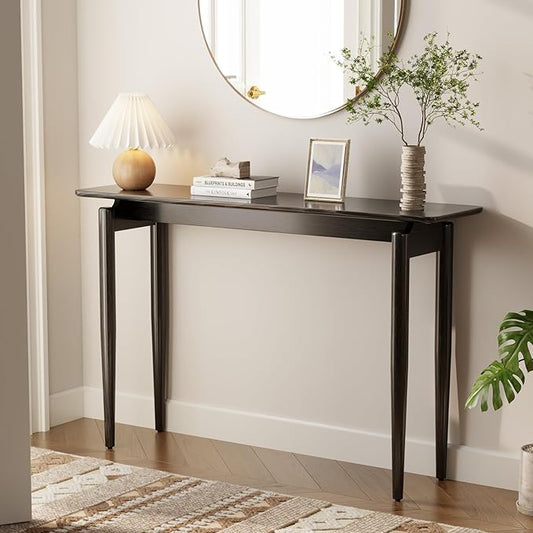 Wood Console Table Walnut Entryway Table, Thin Console Table, Sofa Tables for Living Room (47.2'')