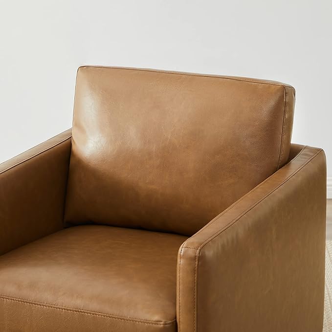 CHITA Swivel Accent Chair, FSC Certified Mid Century Modern Arm Chair for Living Room and Bedroom, Fully Assembled, Saddle Brown