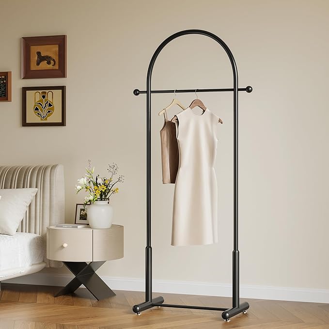 Metal Small Clothes Rack, Arched shape Clothing Racks for Hanging Clothes,Heavy Duty Garment Rack for Small Spaces Modern Coat Rack Stand for Entryway, Bedroom (black)