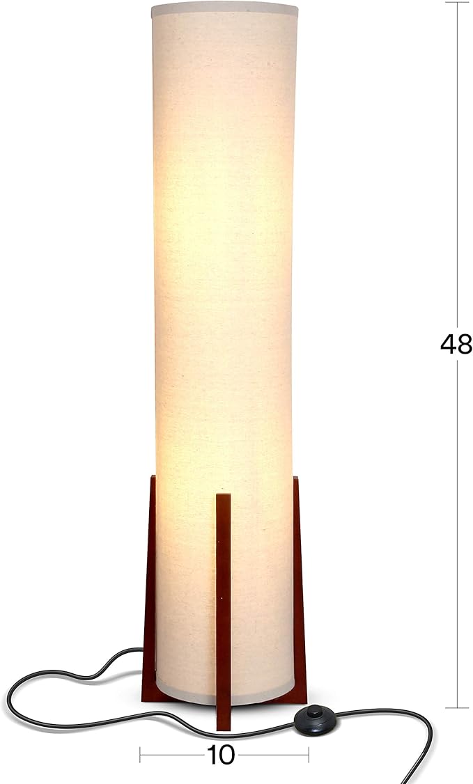 Brightech Parker Paper Lantern Floor lamp, 48 Inch Tall Lamp with Wood Frame, Asian Design for Bedroom, Decorative Tower Shade Lamp for Living Rooms & Offices, Great Living Room Décor
