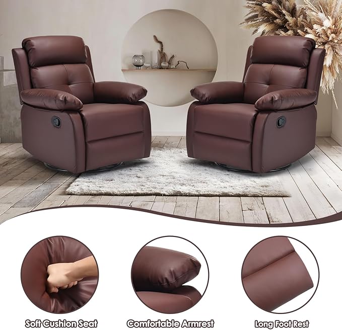 Small Rocker Swivel Recliner Chair for Adults Women for Small Spaces, Bedroom, Living Room