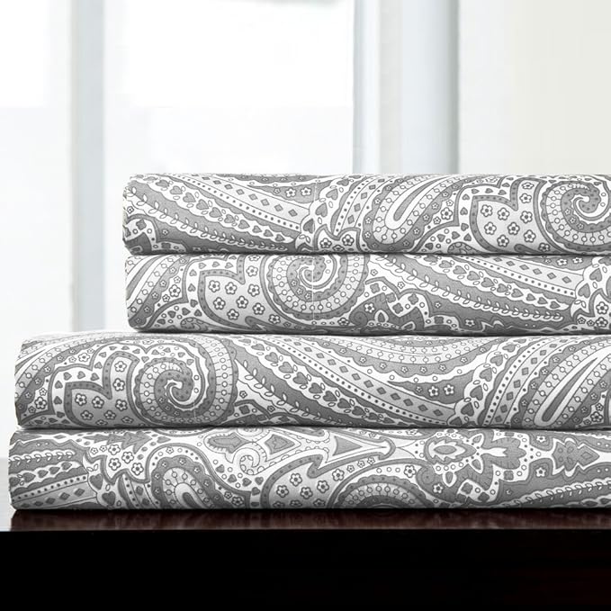 1500 Supreme Collection California King Sheet Sets Paisley - Luxury Hotel Bed Sheets and Pillowcase Set for California King Mattress - Extra Soft, Elastic Corner Straps, Deep Pocket Sheets, Paisley