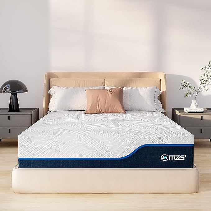 12 Inch Queen Size Plush Hybrid Mattress, Gel-Infused Memory Foam Pillow Top & High-Density White Support Foam, Cooling & Breathable, CertiPUR-US Certified, Mattress in a Box