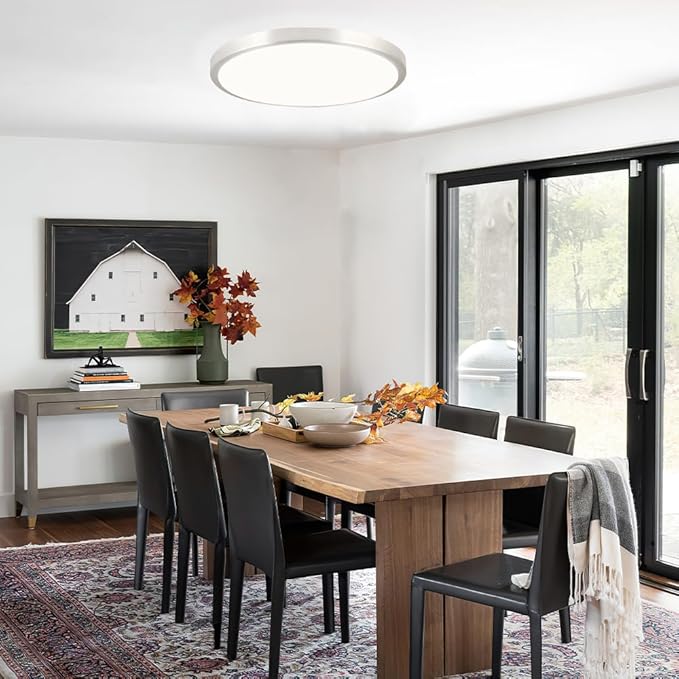 LED Flush Mount Ceiling Light Fixture with Remote Control，8 Inch 18W Close to Ceiling Lights for Kitchen,Bedroom,Laundry,Dimmable 3000K-6500K Light Color Adjustable