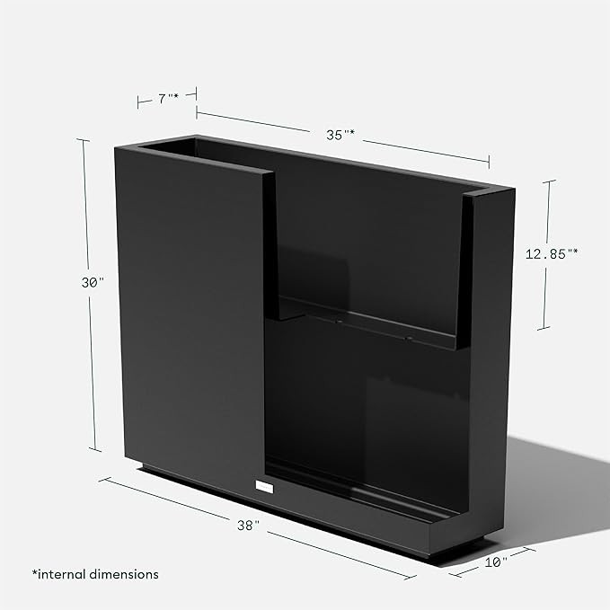 Veradek Block Series Span Plastic Planter - Tall Rectangular Planter for Indoor or Outdoor Patio/Porch | Durable All-Weather with Removable Insert Bucket | Modern Design for Plants, Flowers, Garden