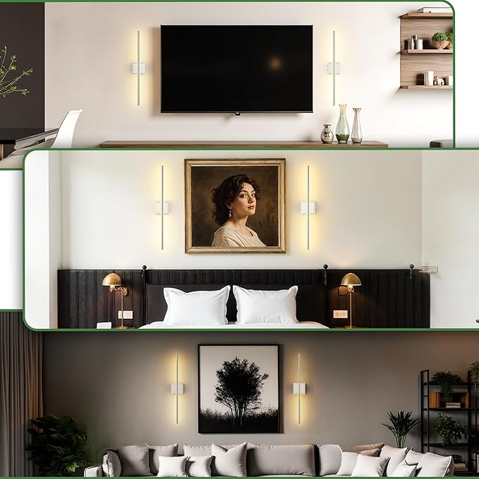 DORESshop Battery Operated Wall Sconces Set of Two with Remote Control, Rechargeable Wall Sconce, 350°Rotate Dimmable Wireless Wall Sconce for Living Room, Hallway, Bedroom, 28.1 Inch, Nickel(2 Pack)