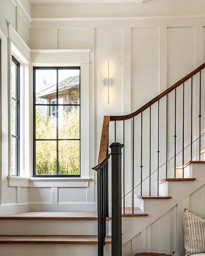 KDG Cordless Wall Sconces Set of 2, Wireless 7000mAh Rechargeable Battery Operated LED Wall Lamps with Remote, 360° Rotate Lightings for Wall Painting, Bedroom, Hallway, Night Light 23.6 inch (Nickel)