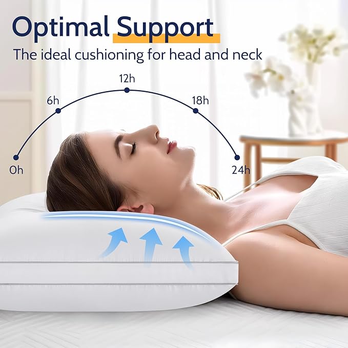 Pillows King Size Set of 2, Gusseted Bed Pillows for Sleeping 2 Pack, Luxury Hotel Quality, Supportive King Pillow with Soft Down Alternative for Back Stomach Side Sleepers,Machine Washable