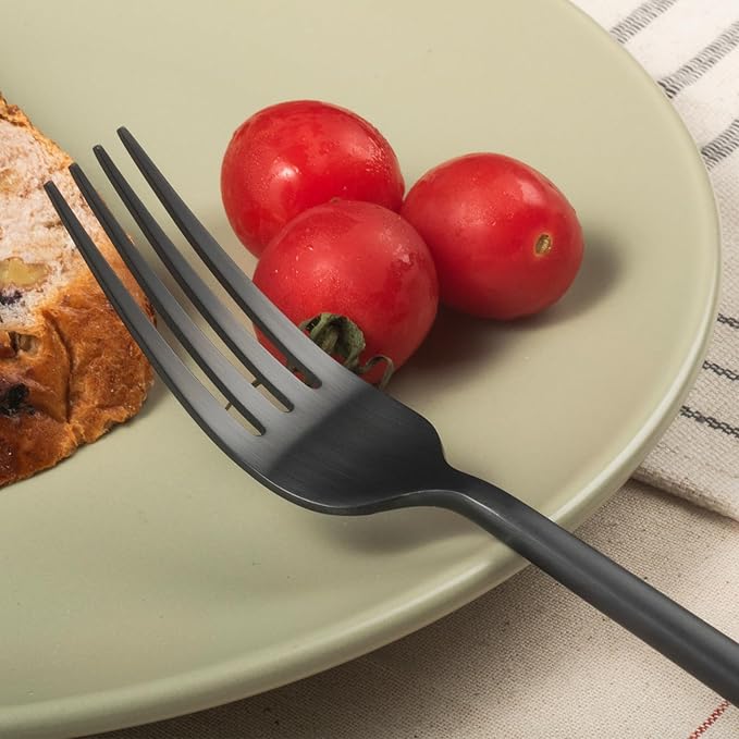 Alata Potter Black 45-Piece Forged Silverware Set with Utensil-Serving Set, Service for 8, Stainless Steel Flatware Set, Modern Design with Satin Finish, Ideal for Home, Kitchen, Party, Camping