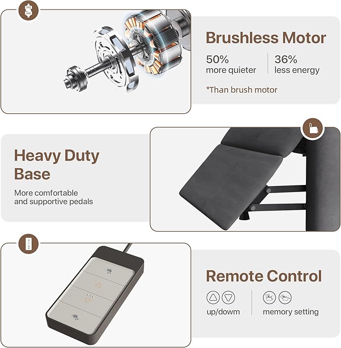 Claiks Power Recliner Chair for Adults, Adjustable Reclining Chair, Comfortable Recliner Couch with Side Pockets&Wire Remote Control, for Living Room, Home Theater, Bedroom, Linen Fabric, Dark Grey