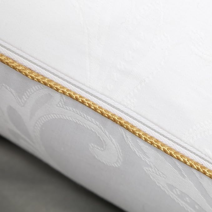 Royal Therapy Pillows Queen Size Set of 2 - Pillows, Side Sleeper Pillow - Adjustable Alternative Down Pillow, Bed Pillows, Sophisticated Design & Gold Piping