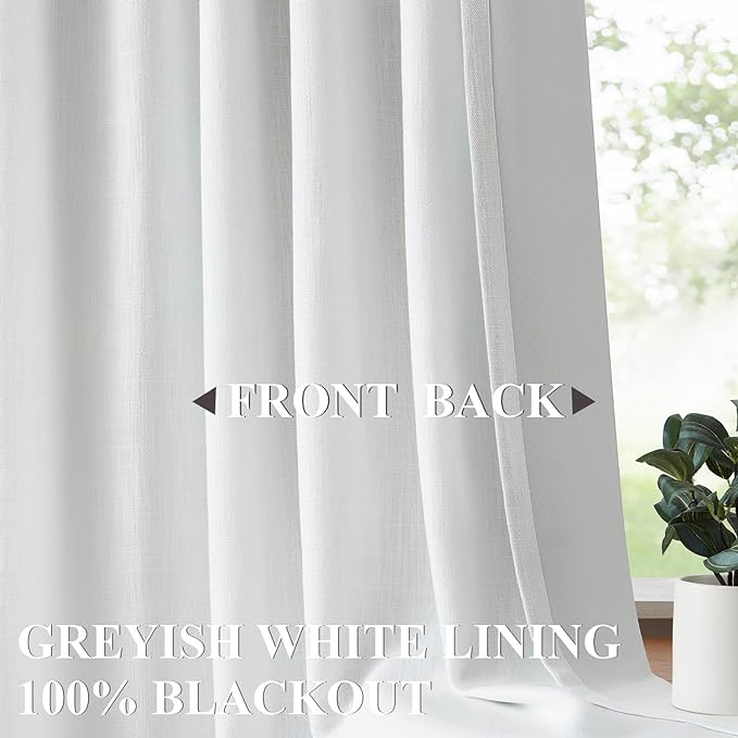Vision Home White Pinch Pleated Full Blackout Curtains Thermal Insulated Window Curtains 63 inch for Living Room Bedroom Room Darkening Pinch Pleat Drapes with Hooks Back Tab 2 Panel 40" Wx63 L