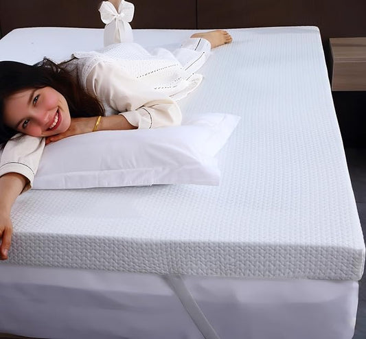 King Mattress Topper, 3 Inch Memory Foam Mattress Topper King, High Density Mattress Pad Comfort Cooling, Bed Topper with Removable Cover, 4 Elastic Straps White, CertiPUR-US Certified