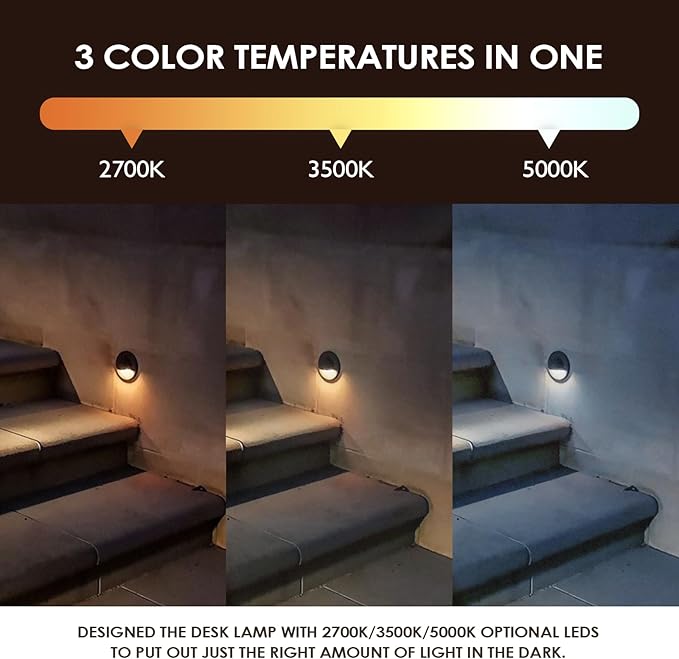 LED Low Voltage Deck Lights Outdoor Waterproof,6-Pack 3CCT Deck Lighting Fixtures Landscape Step,3W,12V-24V AC/DC Die-cast Aluminum Housing Fence Lamp Wired 2700K/3500K/5000K (Black)