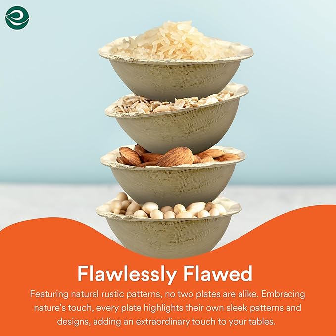 ECO SOUL Palm Leaf Bowl 20 pc, Small 6" (16 Oz) | Round Like Bamboo Bowls, Compostable, Biodegradable, Disposable Palm Leaf Bowls Eco-friendly | Sturdy, Microwave & Oven Safe