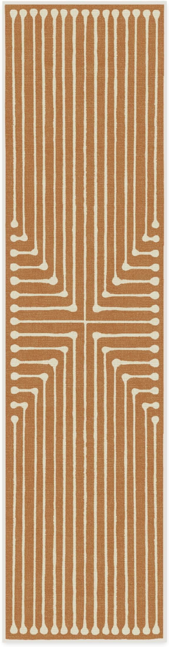 RUGGABLE x Jonathan Adler Machine Washable Modern Runner Rug – Inkdrop Copper 2.5x10, Stain-Resistant, Non-Slip – Washable Rug for Hallway, Entryway, Living Room & Kitchen–with Standard Pad