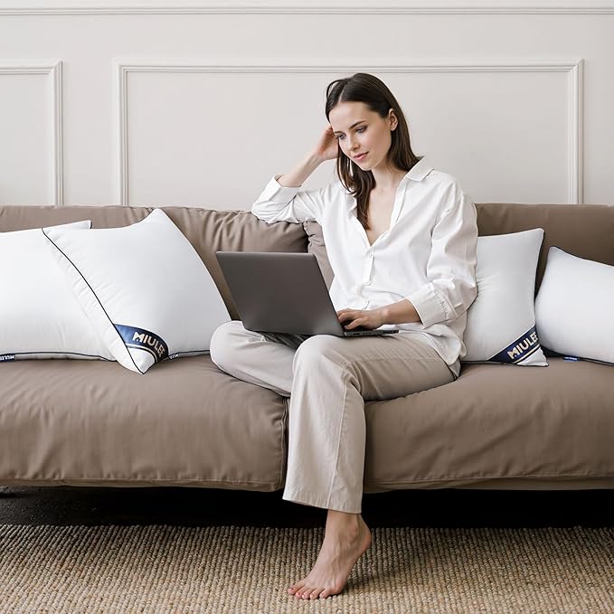 MIULEE 24x24 Euro Pillow Inserts Set of 2 Throw Pillows 24 Inch Premium Down Alternative Pillow Inserts Decorative Pillow Stuffer for Sofa, Couch (24x24 inch, Set of 2)