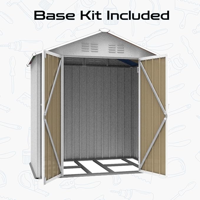 6 x 4 FT Outdoor Storage Metal Shed, Bike Garden Tool Shed with Slooping Roof, Lockable Doors and Aluminum Frames, Shed Easy to Assemble for Garden, Patio, Lawn, Green