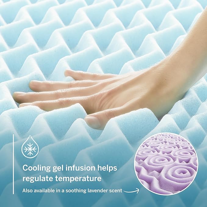 LUCID Gel Infused Memory Foam Mattress Topper – 2 Inch Mattress Topper – 5 Comfort Zones Relieve Pressure – CertiPUR-US Certified Foam - California King