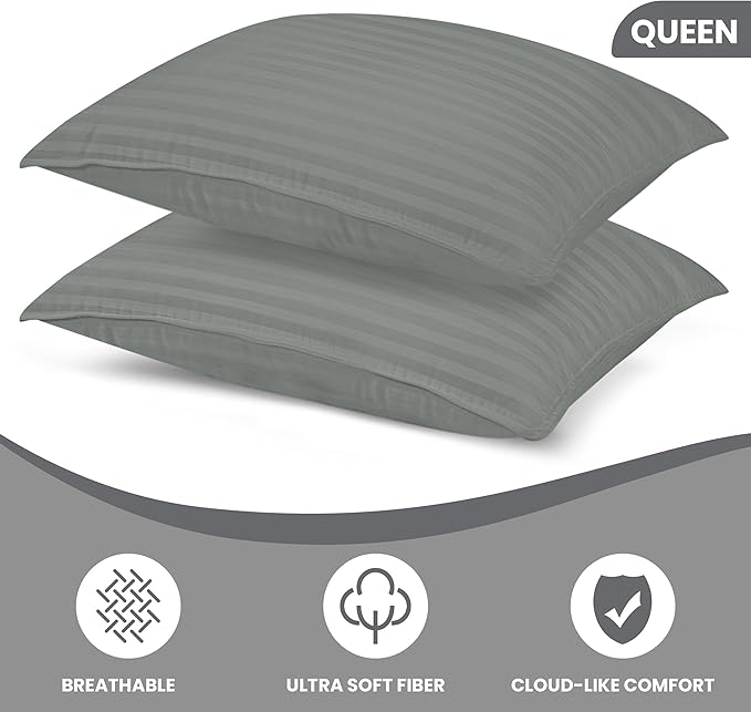 Utopia Bedding Bed Pillows for Sleeping Queen Size (Light Grey), Set of 2, Cooling Hotel Quality, for Back, Stomach or Side Sleepers