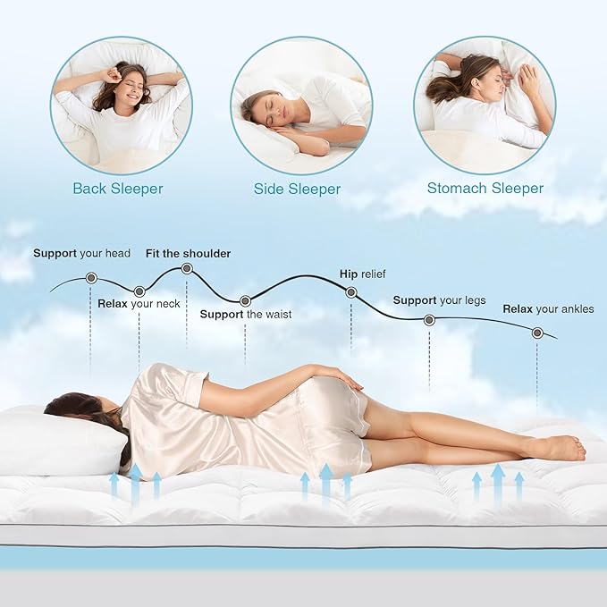 OLANLY Dual-Layer 4 Inch King Size Memory Foam Mattress Topper for Back Pain, 2 Inch Cooling Pillow Top Mattress Pad Cover and 2 Inch Gel Memory Foam Topper, Deep Elastic Pocket, White