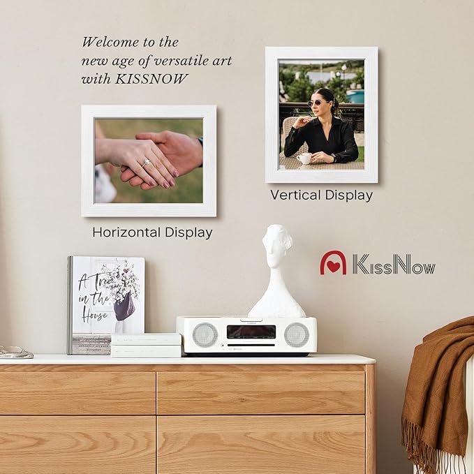 8x10 Picture Frame 4 Pack, White Solid Wood Gallery Photo Frame, Wall Hanging or Tabletop Display