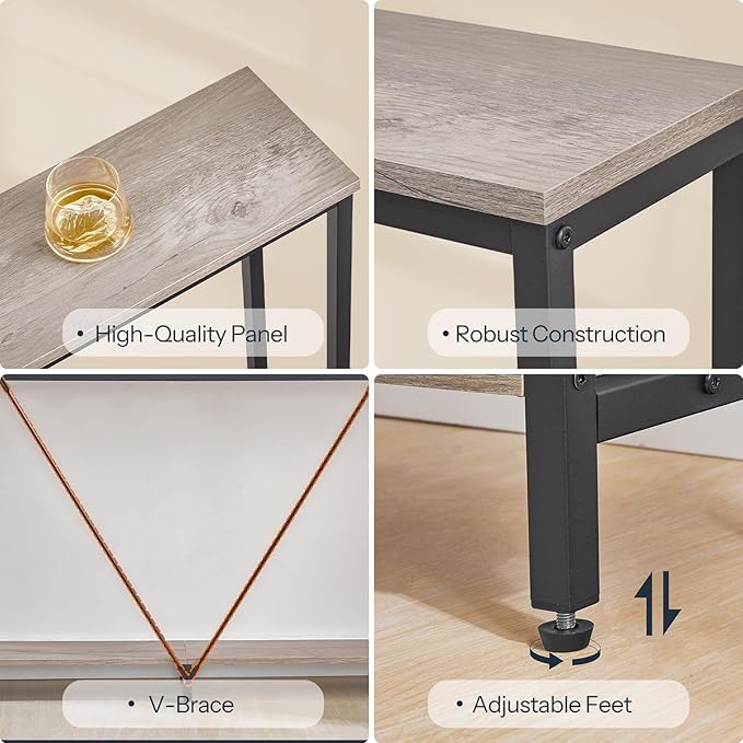 HOOBRO 70.9" Extra Long Sofa Console Table with Charging Station, 2-Tier Behind Couch Table with V-Brace, for Narrow Entryway, Hallway, Living Room, Greige BG186UXG01