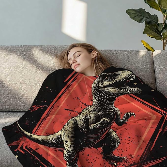 Dinosaur Throw Blanket for Adults and Kids, Dinosaur Gifts for Women, Men, Boys and Girls, Cozy for Bedding and Room Decor, Polyester, Machine Wash Bedrooms, Living Room Decor, 50x60 Inches