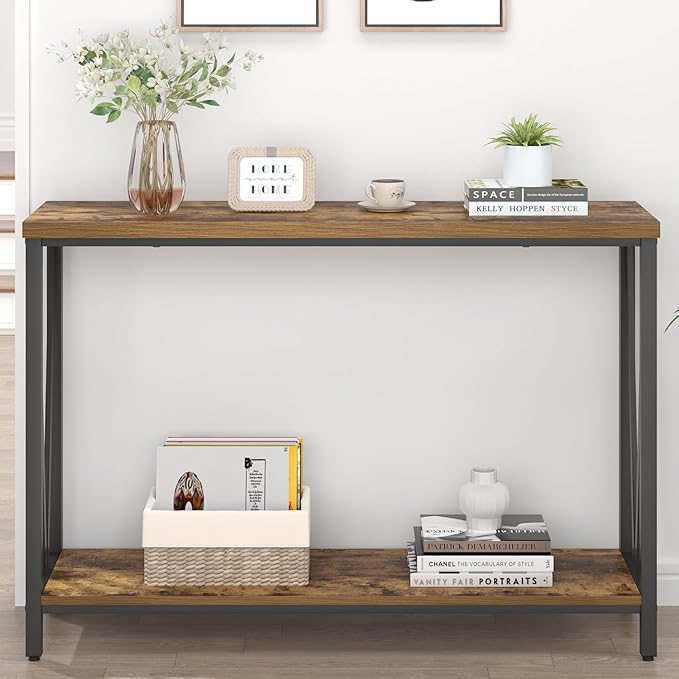 EXCEFUR Entryway Table, Narrow Sofa Console Tables Behind Couch, Modern Entry Table for Hallway Entrance Living Room, Rustic Brown