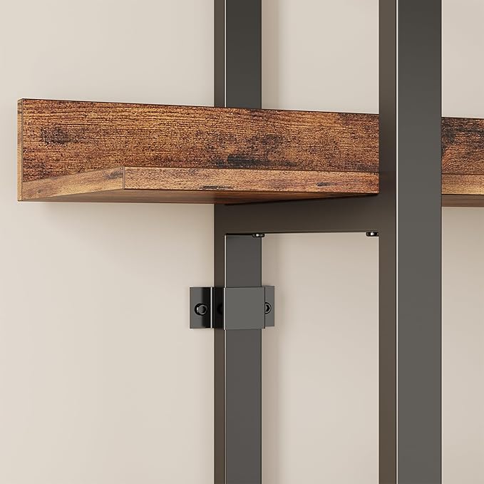 IRONCK Bookcase and Bookshelves Triple Wide 5 Tiers Large Open Shelves, Etagere Book Shelf with Back Fence for Home Office Decor, Easy Assembly, Vintage Brown