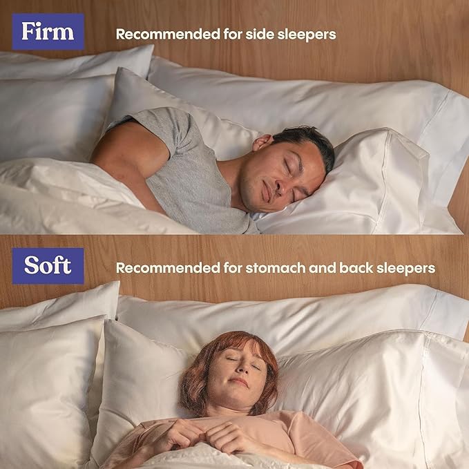 FluffCo Zen Fluff Pillows - Down Alternative - Standard/Queen Bed Pillow for Sleeping Made in USA - Luxury Hotel-Quality Pillow - 100% Cotton, 300 Thread Count (Soft Queen Size 1 Pack)