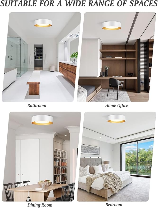 Vikaey Modern Mid Century Flush Mount Ceiling Light, 3-Light Minimalist Round Light Fixture, White Drum Ceiling Lamp with Glass Lampshade for Bedroom, Living Room, Kitchen, 16.5in