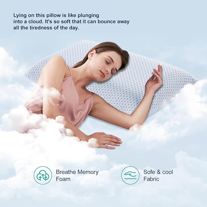 Gooo&Ma Memory Foam Pillow-1-Pack,Memory Foam Bed Pillow for Sleeping, Firm, Gel for Neck Support